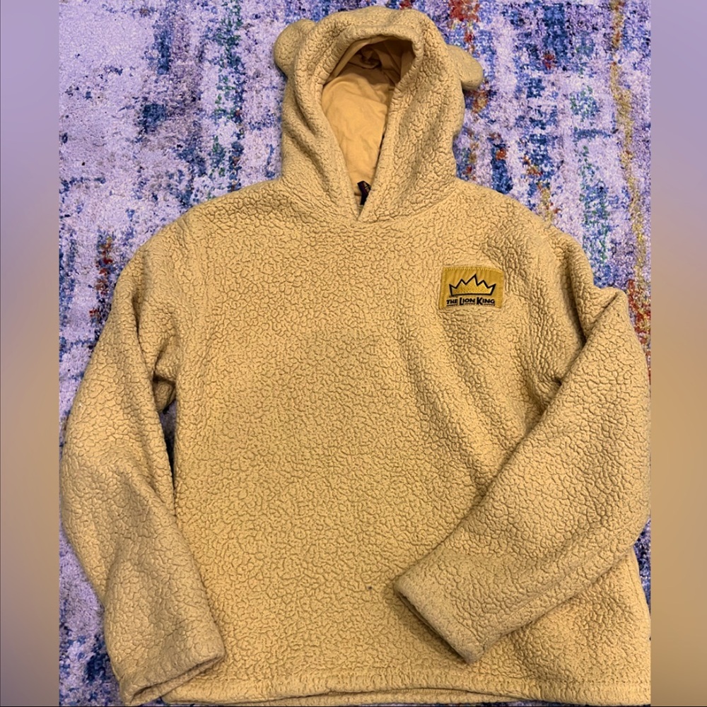 The Lion King Sherpa Pullover Medium Hoodie Simba Ears on Hood.